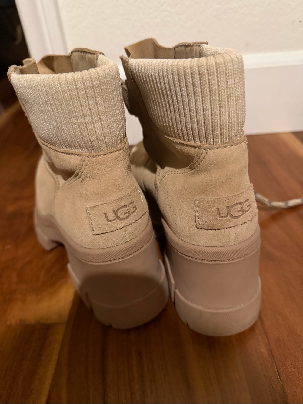 UGG Chunky Lace-Up Heeled Ankle Boots in Tan - Picture 2 of 6
